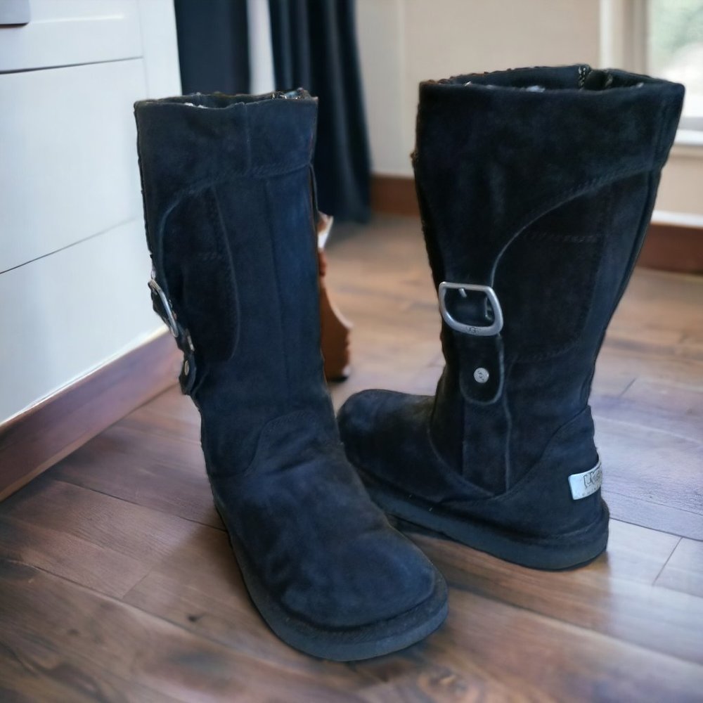 UGG Black Suede Mid-Calf Winter Boots
